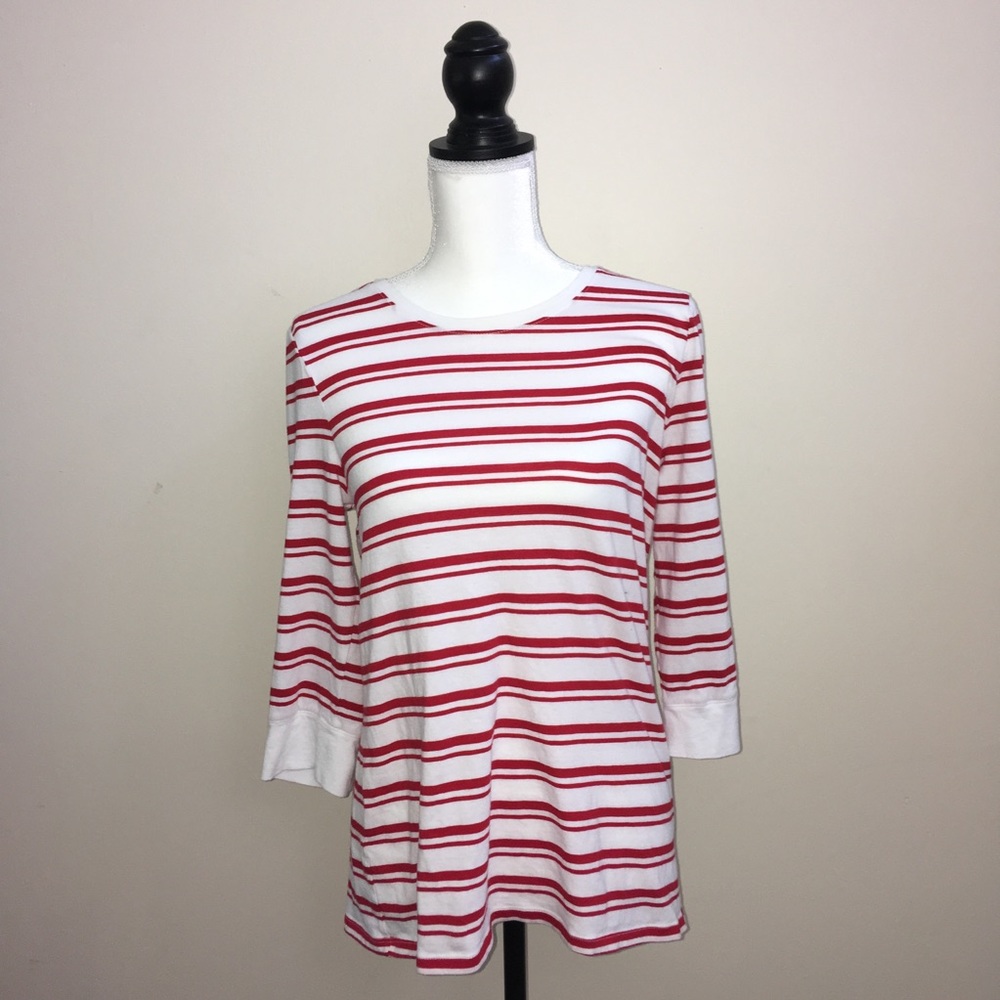 Banana Republic red and white striped 3/4 sleeve